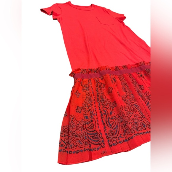 Sacai Bandana Print T-shirt Dress in Red Size 3/ US Large-10 - Picture 3 of 14